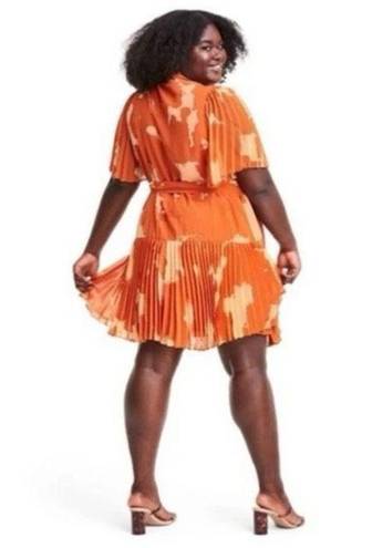 Alexis ✨ Target Flutter Sleeve Pleated Wrap Sz 3X Dress Orange✨