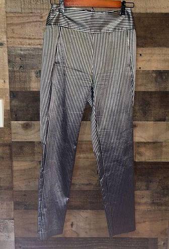 Michelle Mason  Stripe Sateen Trouser Metallic vertical stripe navy trousers