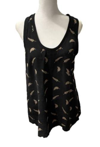 Joie ASO Serena Van Der Woodsen Gossip Girl Black  Silk Feather Tank Top Alicia