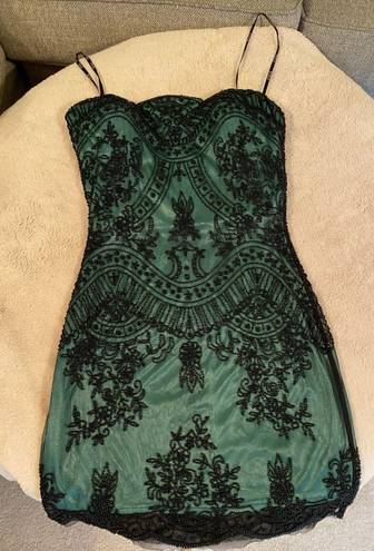 Scala Green And Black Beaded Dress