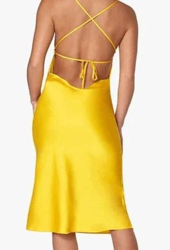 Danielle Bernstein NWT We Wore What  Slip Evening Dress LARGE Satin Lemon Chrome