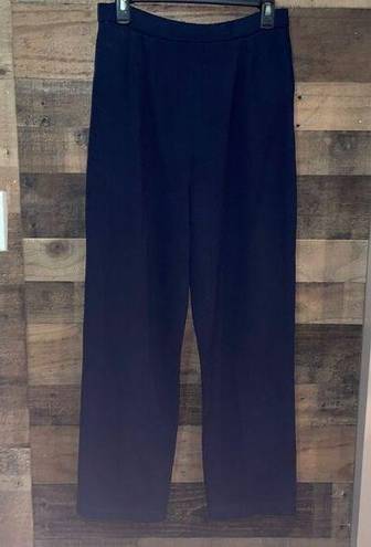 St. John  Basics Navy Blue Santana Knit Wide Leg Pleated Pants