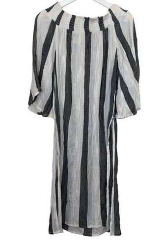 l*space L* Izzy Striped Smocked Coverup Womens Size M Off The Shoulders Side Slits