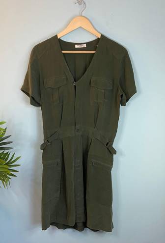 Equipment Femme Olive Green Oliver Utility Silk Mini Dress