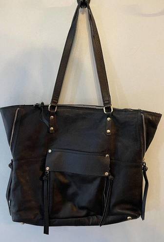 Kooba  EVERETTE Black Leather Shoulder Carryall Tote Bag Satchel Handbag Purse