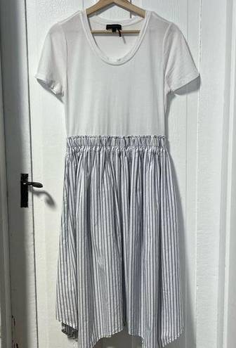 Donna Karan Tshirt dress with striped flowy handkerchief skirt size medium