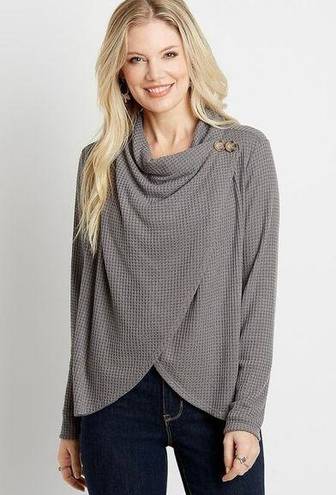 Maurice's  Solid Gray Front Button Asymmetrical Cardigan Size Large NWT