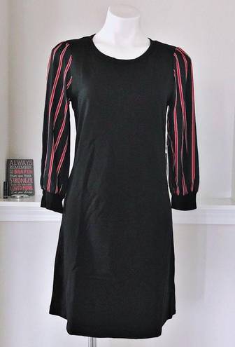 Luxology  Dress Black & Red Striped Sleeves Midi, Size S NWT