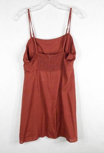 Kendall + Kylie Kendall Kylie Medium Dress Rust Orange Linen Sleeveless Spaghetti Strap Mini 706