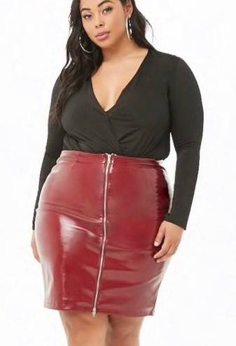 Forever 21 Plus Burgundy Leather Skirt 0X New