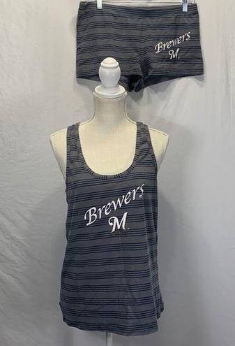 Genuine Merchandise Milwaukee Brewers Gray and Navy Blue Short PJ Set Size L