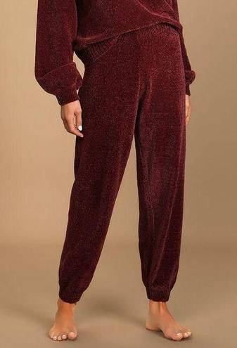 Lulus Weekend Chiller Plum Purple Chenille Knit Lounge Joggers