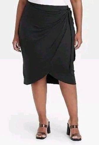 Ava & Viv  Knit Wrap Skirt - Black Women's 2X NWT