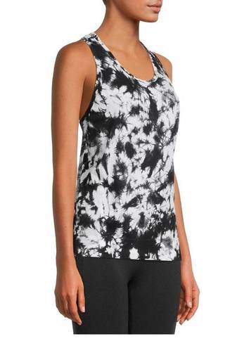 Avia  Razorback Tank Top Womens Size Med 8-10 Black White Tie Dye Breathable New