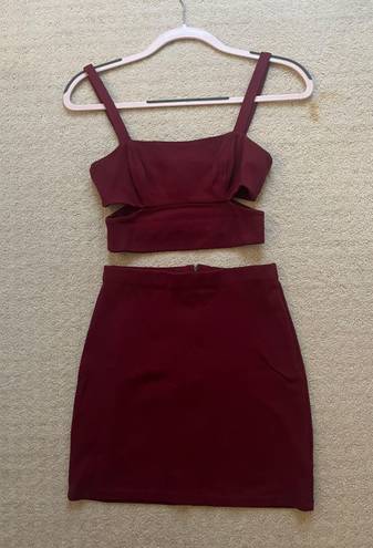 Urban Outfitters UO Cut-Out Cropped Two-Piece Set Maroon 