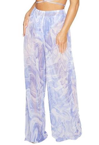 Naked Wardrobe Smoke Marble Print Mesh Swim Cover Up Pants Size L