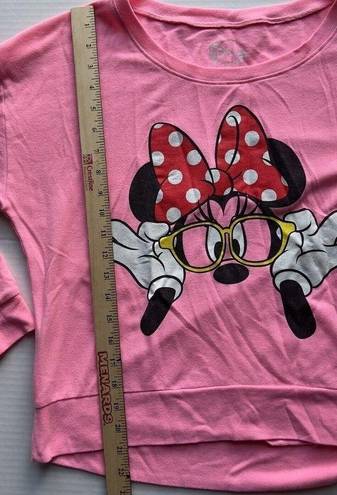 Disney  Minnie Mouse Colorful Long Sleeve Crop Top Nerdy Pink XL Graphic Sweater