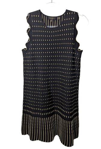 Ted Baker  London Black Metallic Gold RELIOA Jacquard Knit Drop Waist Dress 3