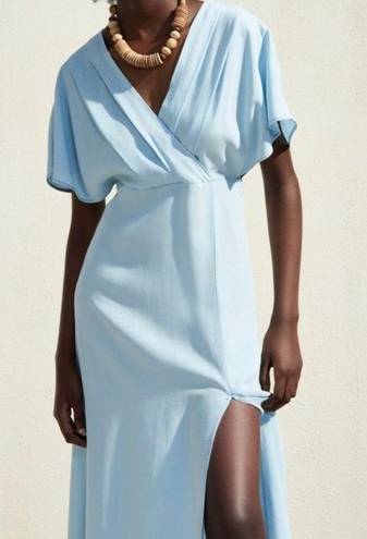 ZARA Wrap V-neck Dress Light Blue Lyocell Spring Summer Size L - $69 New  With Tags - From Ann