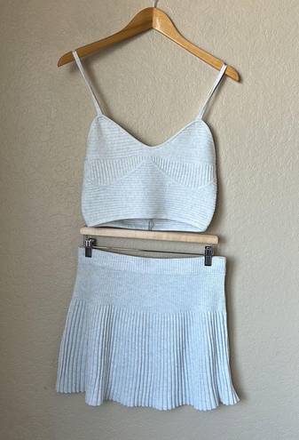 Aerie White Grey Ribbed Sweater Skirt Set NWT