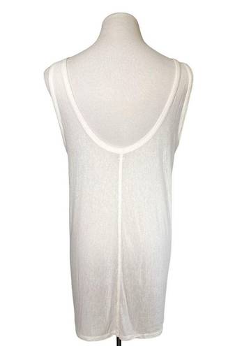 The Row  Soft Slouchy Relaxed Semi Sheer Low Scoop Tank Top Back Seam White M / L