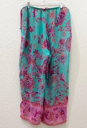 Natori JOSIE  B92612 Pink/Blue Floral Paisley Sheer Cami 2-pc Pajama Set Size L