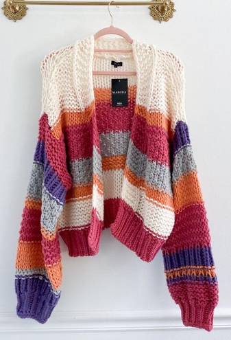 Debut Boutique Colorblock Stripe Chunky Knit Cardigan