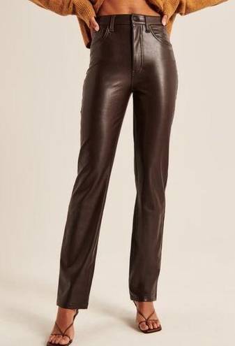 Abercrombie & Fitch  90s Straight Ultra High Rise Vegan Leather Pants Size 27 (4)