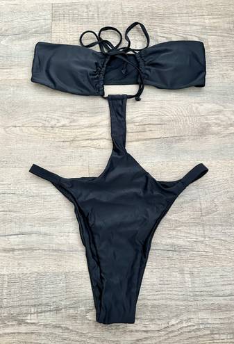 Matte Collection black cut out one piece bikini size M.