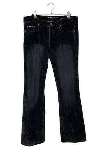 DKNY  Y2K Black Mixed Media Velvet Denim Flared Jeans 11