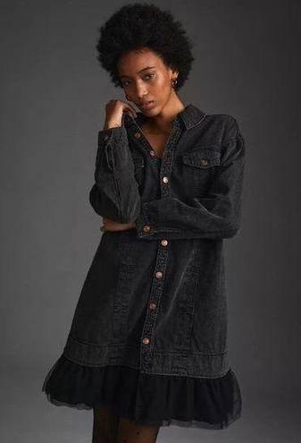 Pilcro  Tulle & Black Denim Shirt Dress