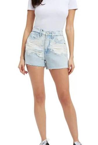 Good American NWT  90s Shred Denim Shorts Size 16 Light Wash distressed High Rise