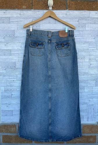 Polo  Ralph Lauren Front Slit Denim Maxi Skirt vintage Y2k size 10