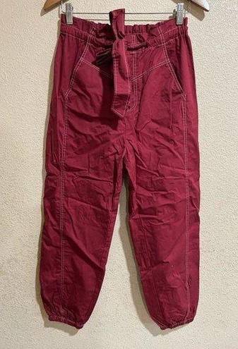 Rebecca Taylor  red jogger paper bag pants SAMPLE S