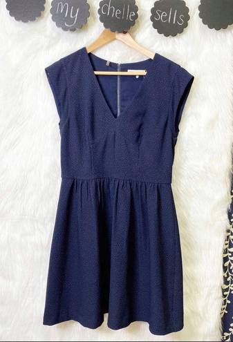 Rebecca Taylor  Navy Short Sleeve Crepe Textured Dress Size 10 Business Career