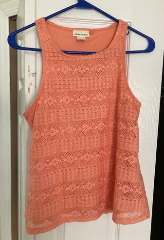 belle du jour Peach Lace Tank