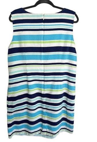 Talbots  Striped Sheath Pockets Sleeveless Knee Length Dress Textured Size 16W