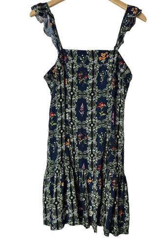 Agua Bendita  Target Mini Dress Navy Floral Flutter Strappy Sleeve Size Medium