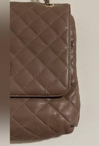 DKNY  quilted leather taupe purse tote bag Donna Karan