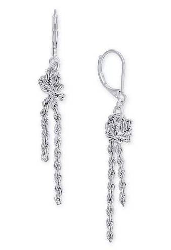 Charter Club NEW  Dangle Drop EARRINGS SilverTone Knotted Serpentine Chain 2”