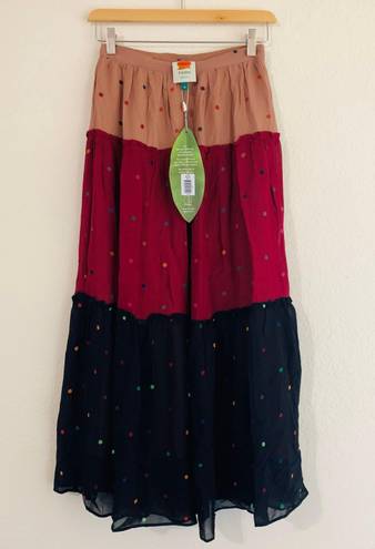 Farm Rio // NWT Mixed Dot Tiered Maxi Skirt