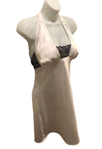 Frederick's of Hollywood Frederick’s Of Hollywood Sexy Halter Chemise Sz. M White Black Lace Low Cut