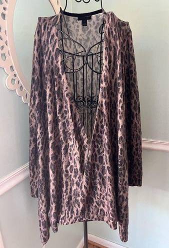 Saks 5th Avenue Saks Fifth Avenue Cashmere Long Size Medium Animal Print Open Front Cardigan