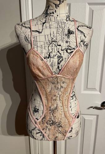 Shirley Of Hollywood Vintage y2k Cutouts Lace Sheer Bodysuit Monokini Coquette 