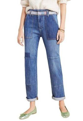 Pilcro  Anthropologie Jeans Womens 27 Blue Patchwork Slim Boyfriend High Rise