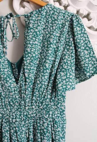 Francesca's Francesca’s Green Floral Jumpsuit