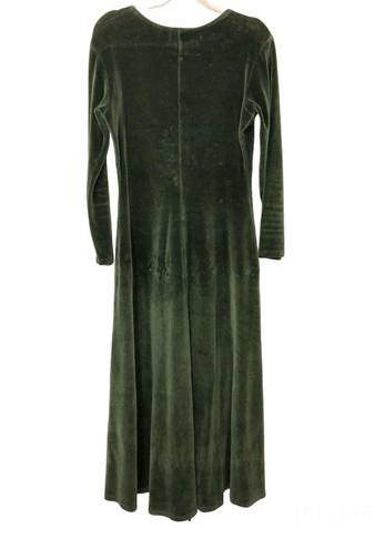 Flax Vintage 90’s  Green Velour Maxi Dress Small