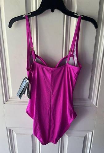 La Blanca  NWT Island Goddess Twist Shirred One Piece Swimsuit - Orchid Size 10