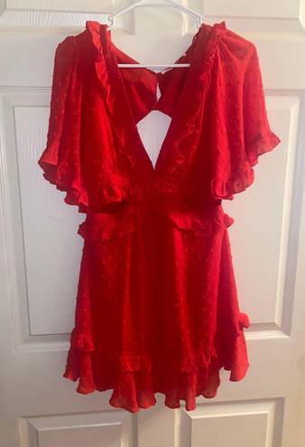 Saints + Secrets Red Dress Cut Out Sides And Open Back