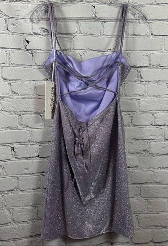 PromGirl  Rated PG Backless Sparkly Short Prom Dress Metallic Purple 6 NWT